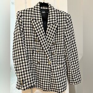 Zara Houndstooth Blazer Sz M